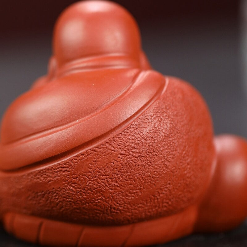 Chinese Tea Pet Yixing Zisha Purple Clay Buddha Statue Table Decoration Small
