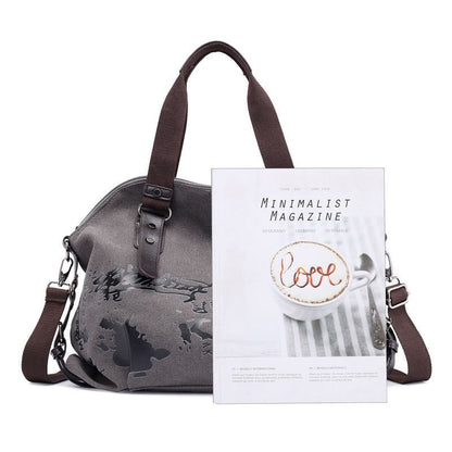 Canvas Shoulder Bags Vintage Graffiti Print Handbags Shoulder Purse Totes Bags