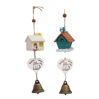 Home Garden Ornaments Resin Metal Bird House Cage Wind Chimes Baby Children Gift