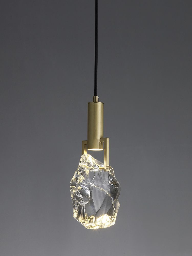 Pendant Lights Copper Corder Simple Luxury Crystal Bedroom Bedside Lamp 12x150cm