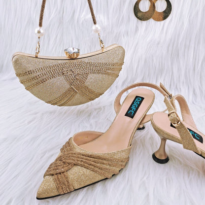 With Cashew Bag Exquisite Banquet Ladies Shoes And Bag