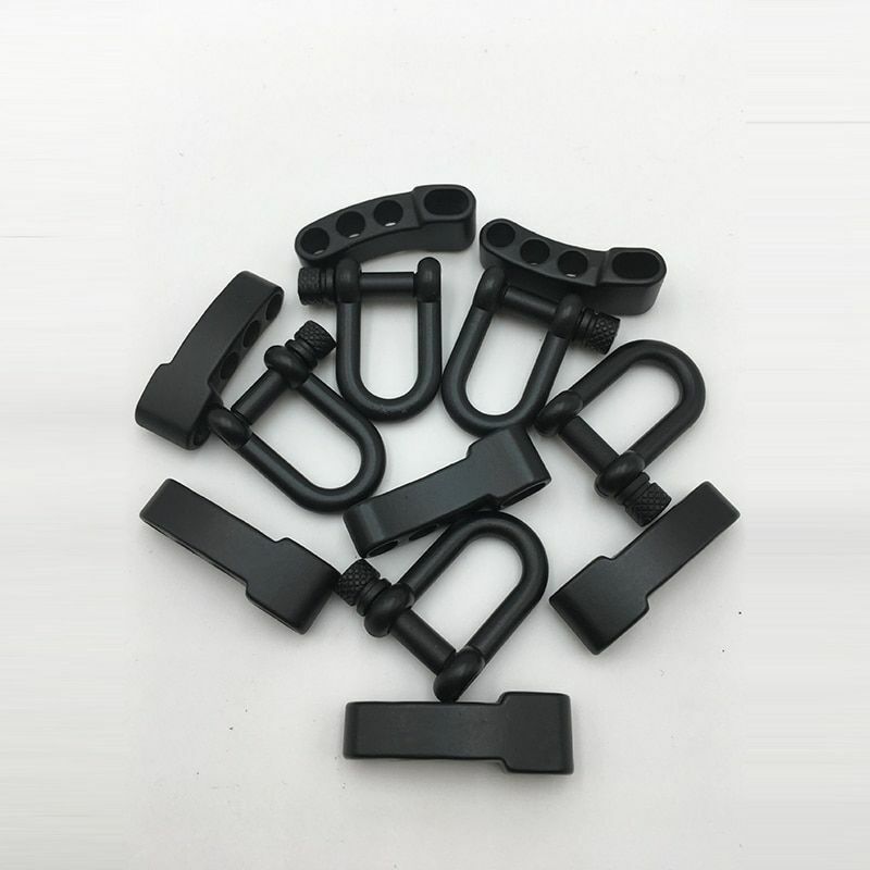 2PCS Flat Adjustable Shackle Buckle Clasp Survival Paracord Bracelet Parachute