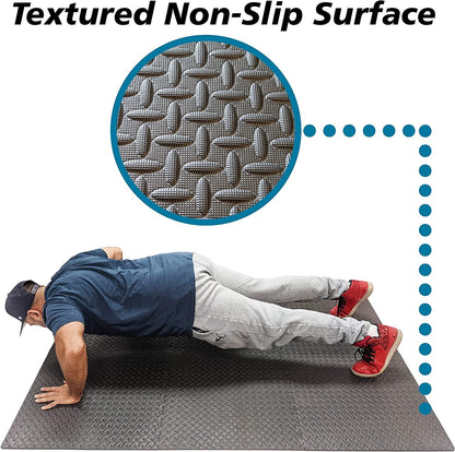 120 Sq Ft/30 Interlocking Foam Tiles ½" Thick Exercise Mat - Soft & Comfortable