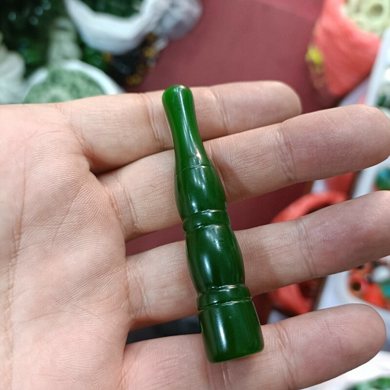 1PC Exquisite Chinese Green Jade Handmade Pipe Cigarette Holder