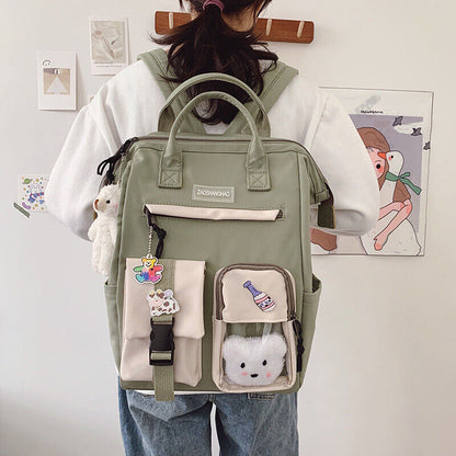 Large Teens Nylon Backpacks College School Bag Teenage Girl Cute Travel Rucksack