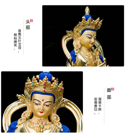 8.4" Gilding Buddha Statue Safety Vajrasana Vajra Bodhisattva Buddha Statue
