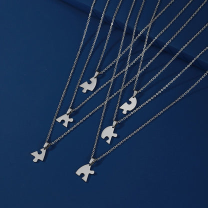 Women Necklace Stainless Steel Multiple Heart Puzzle Pendant Best Friend Jewelry
