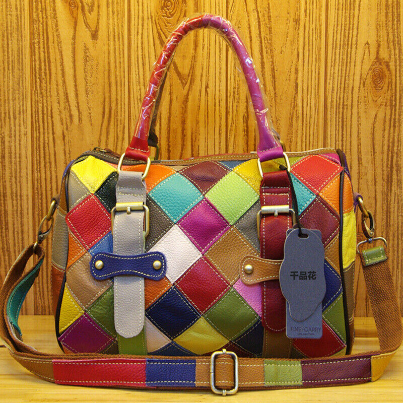 Designer Women's Genuine Leather Multi-color Handbag Satchel Tote Shoulder Bags