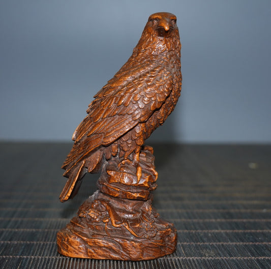 Vintage Chinese Wooden Carved A Pair Eagle Statue Animal Figurine Home Decor Art