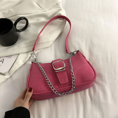 Women Shoulder Bags Matte Leather Solid Color Ladies Bag Chain Handbags