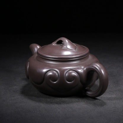 Chinese Yixing Zisha Clay Handmade Exquisite Teapot（仿古如意 底款：武陵艺人）