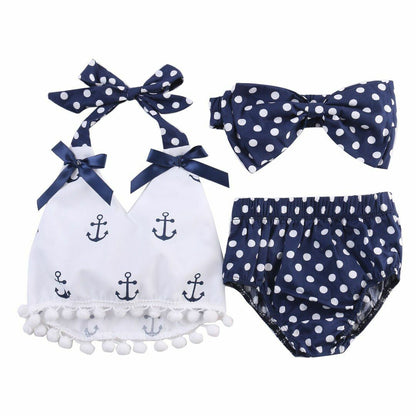 Baby Girls Toddler Infant Clothes Tops Shirts Polka Dot Briefs Head Outfits Set