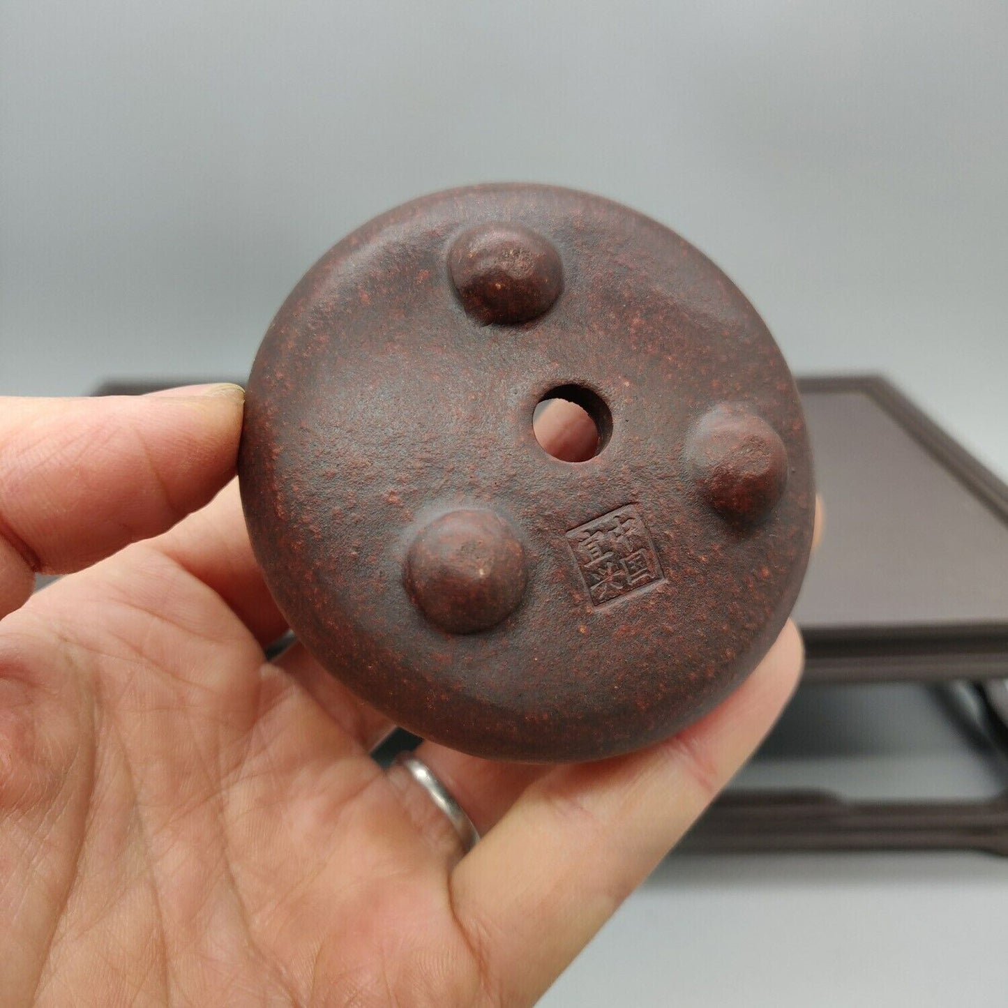 Dark Red Round Chinese Yixing Zisha Mame Bonsai Pot 2.25''x2.25''x1''