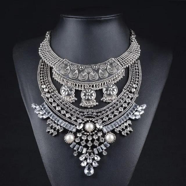 Bohemian Necklace Vintage Choker Ethnic Statement Large Collar Pendant Gypsy