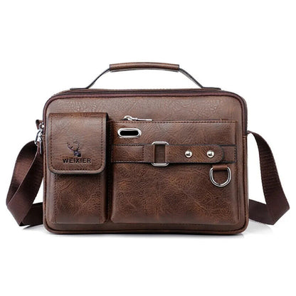 Men's Shoulder PU Leather Handbag Business Travel Man Crossbody Men Bag