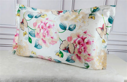 Mulberry Silk Pillowcase 25 Momme Floral Design Luxury Sleep Comfortable Smooth