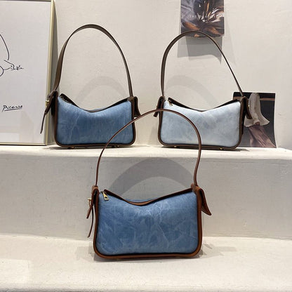 Denim Shoulder Bags Contrast Color Underarm Hobo Bag Crossbody Purses Handbags