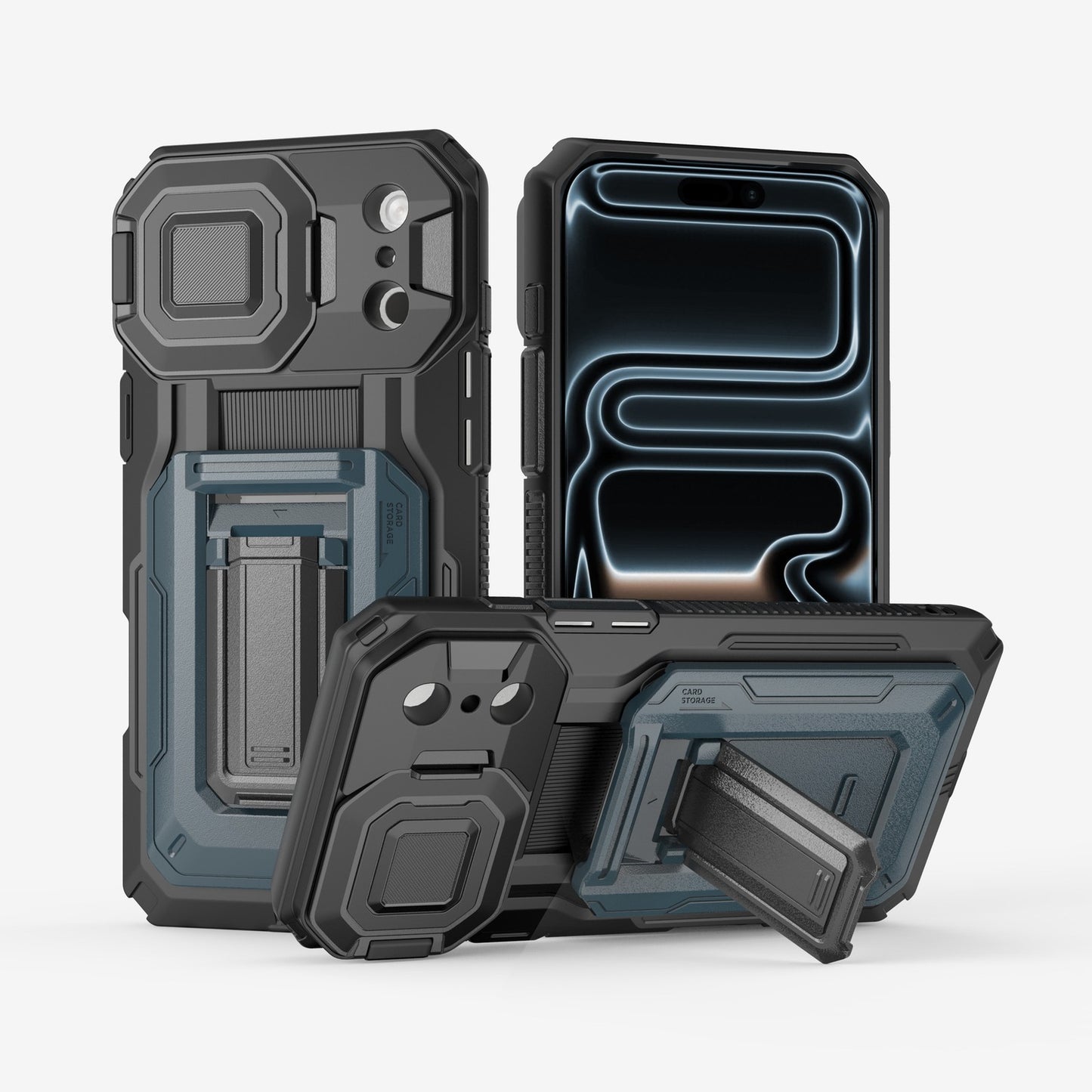 Rugged Mobile Phone Case with Card Slot F for iphone 17/16/15/14/13 Pro Max Plus
