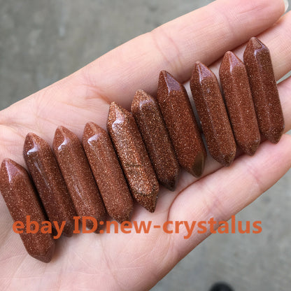 5PC Red goldstone Obelisk pendant quartz Crystal Wand Double Point Healing