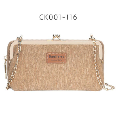 Wallets Wood Grain Chain Long Phone Holder Classic Purse Zipper Wallet 11*5*20CM
