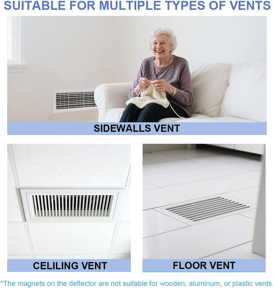 2PCS Transparent, Powerful Magnetic Vent Deflector, Vent Deflectors for Home Flo