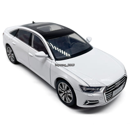 1/24 Scale 2022 Audi A6L Model Car Metal Diecast Toy Vehicle Light Sound White