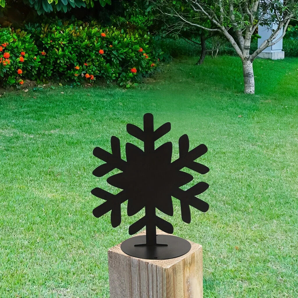 Snowflake Metal Silhouette Garden Stake Christmas Decor, Fence, Lawn, Garden