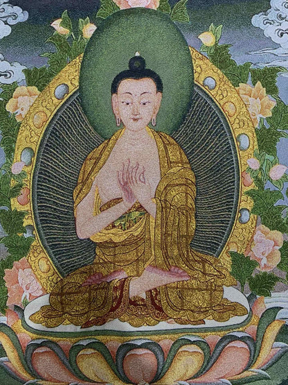36" Tibet Tibetan Cloth Silk Dragon Sakyamuni Buddha Tangka Thangka Mural