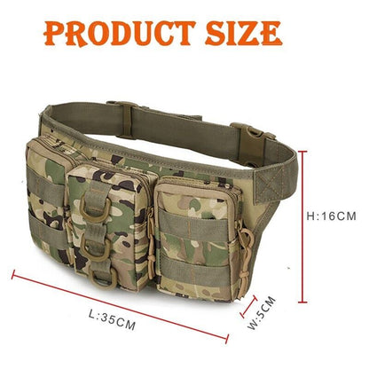 Men's Tactical Fanny Pack Waist Pouch Belt Pack Bum Bag 3 Pockets EDC Hiking