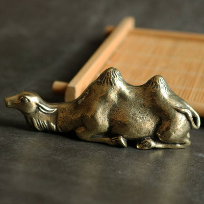 Chinese Bronze Copper Statue Hand Carved Camel Pen Hanging Figurines骆驼