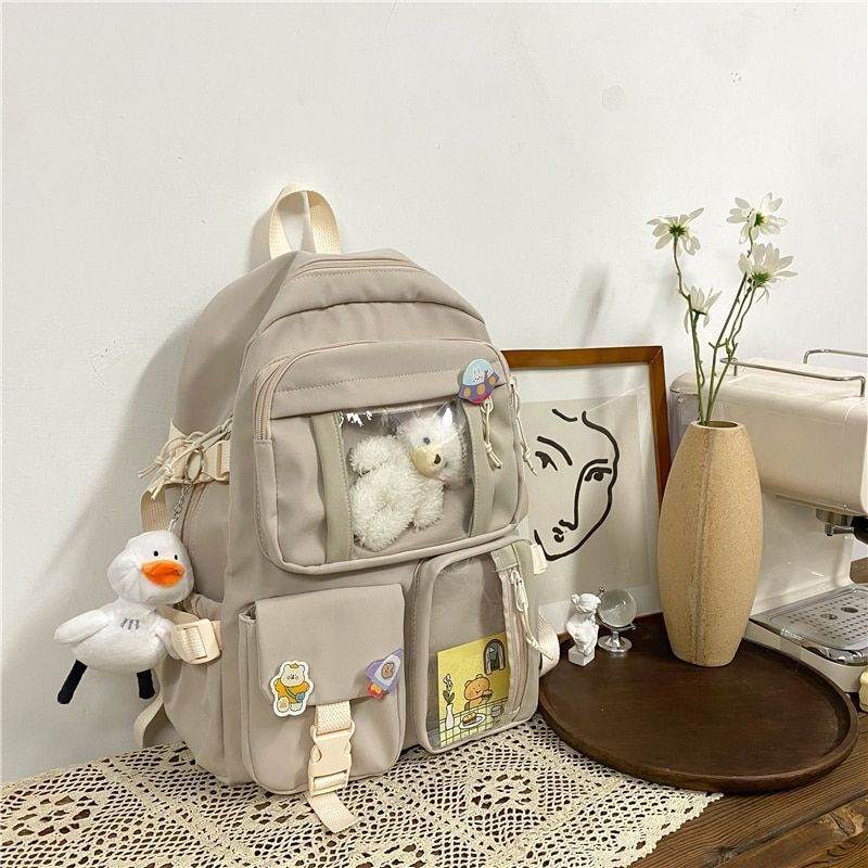 Cute Large Backpack Waterproof Nylon Schoolbags College Laptop Bags 30*12*41 CM