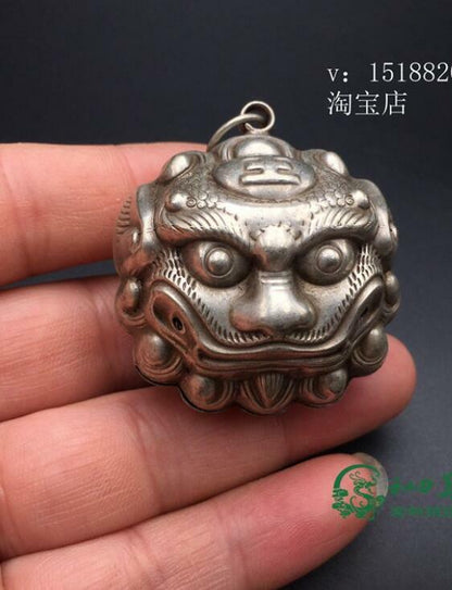 Antique Retro Tiger Head Bell Pure Copper Pendant Hand-Made Craft Collection