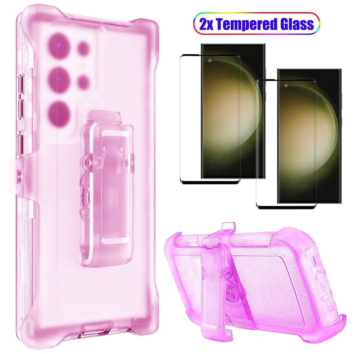 For Samsung Galaxy S23 S23+ S23 Ultra Clear Case w Clip Holster Belt Stand Cover
