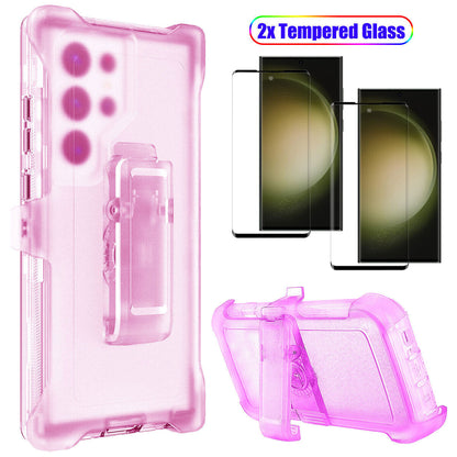 For Samsung Galaxy S23 S23+ S23 Ultra Clear Case w Clip Holster Belt Stand Cover
