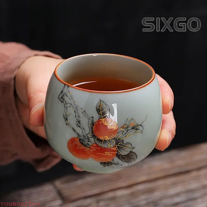 1pc Tea Accessories Kiln Restoring Ancient Ways Celadon Teacup Porcelain Chinese