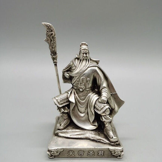 Antique Collection of Bronze Guan Gong Statue and Home Decoration