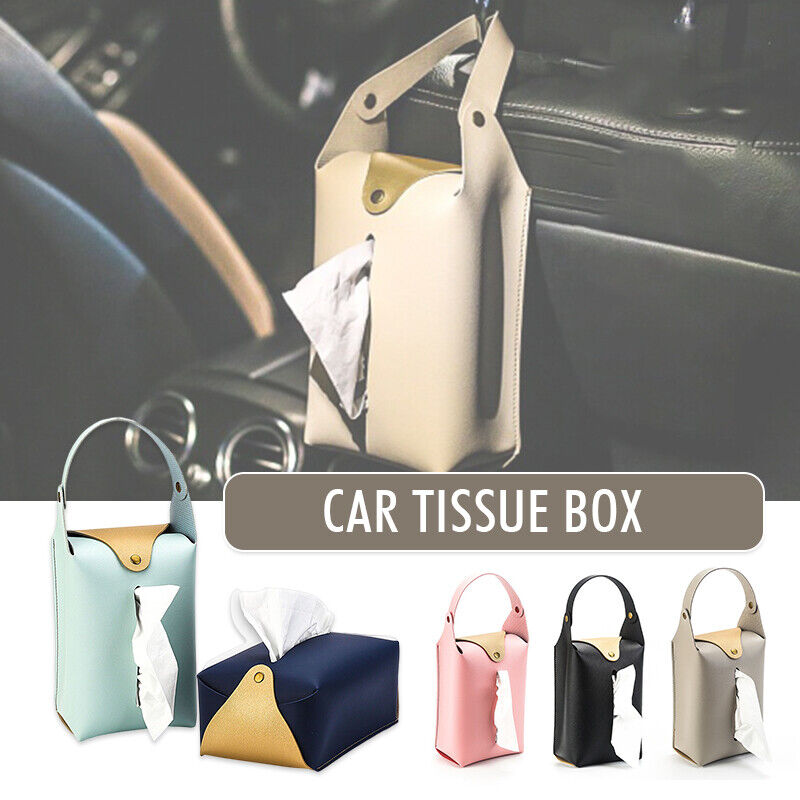 Car Auto Kitchen Bathroom PU Leather Hanging Tissue Bag Tissue Box Paper Holder