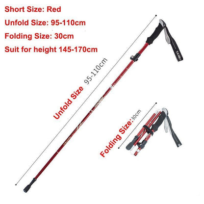 5-Section Folding Trekking Poles Nordic Walking Stick Hiking Telescopic Cane 1PC