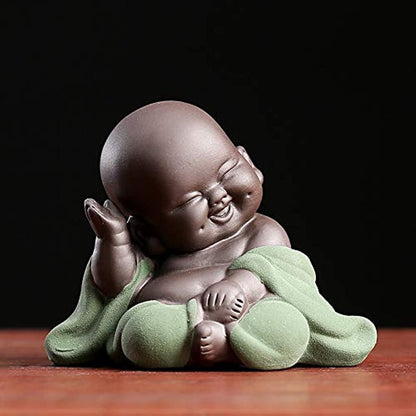 Ceramic Little Cute Buddha Statue Monk Figurine Creative Baby Crafts