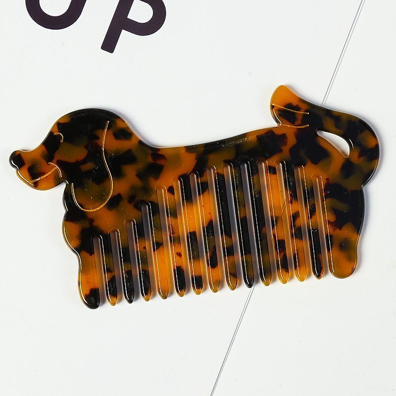 Women Hair Comb 12cm Acetic Acid Sheet Hollow Out Puppy Wide Tooth Girl Hairwear