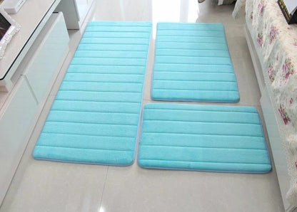 3Pcs/Set Memory Foam Bath Mat Modern Floor Anti-Slip Bathroom Rug Kitchen Carpet