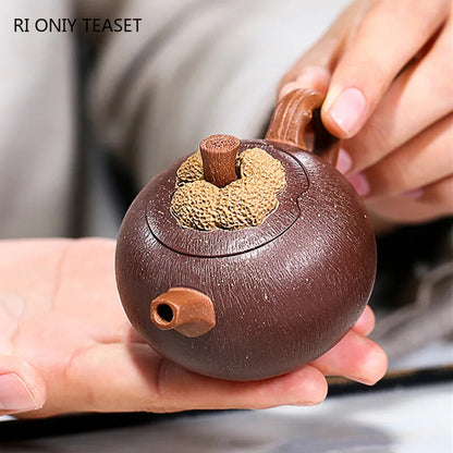3.7" Yixing Purple Clay Teapots Famous Handmade Mangosteen Model Tea Pot Tea Set