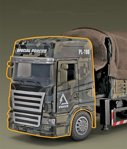 Military Tactical Armored Truck Diecast Model Car Transport Vehicle Toy Gift Kid