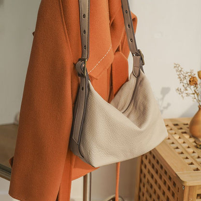 Retro Style Handbag Purse Thick Genuine Leather Crossbody Shoulder Bag Zipper