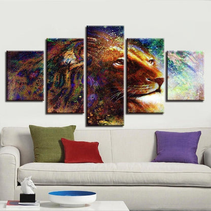 Abstract Lion Graffiti Male Lion Canvas Prints Painting Wall Art Home Decor 5PC