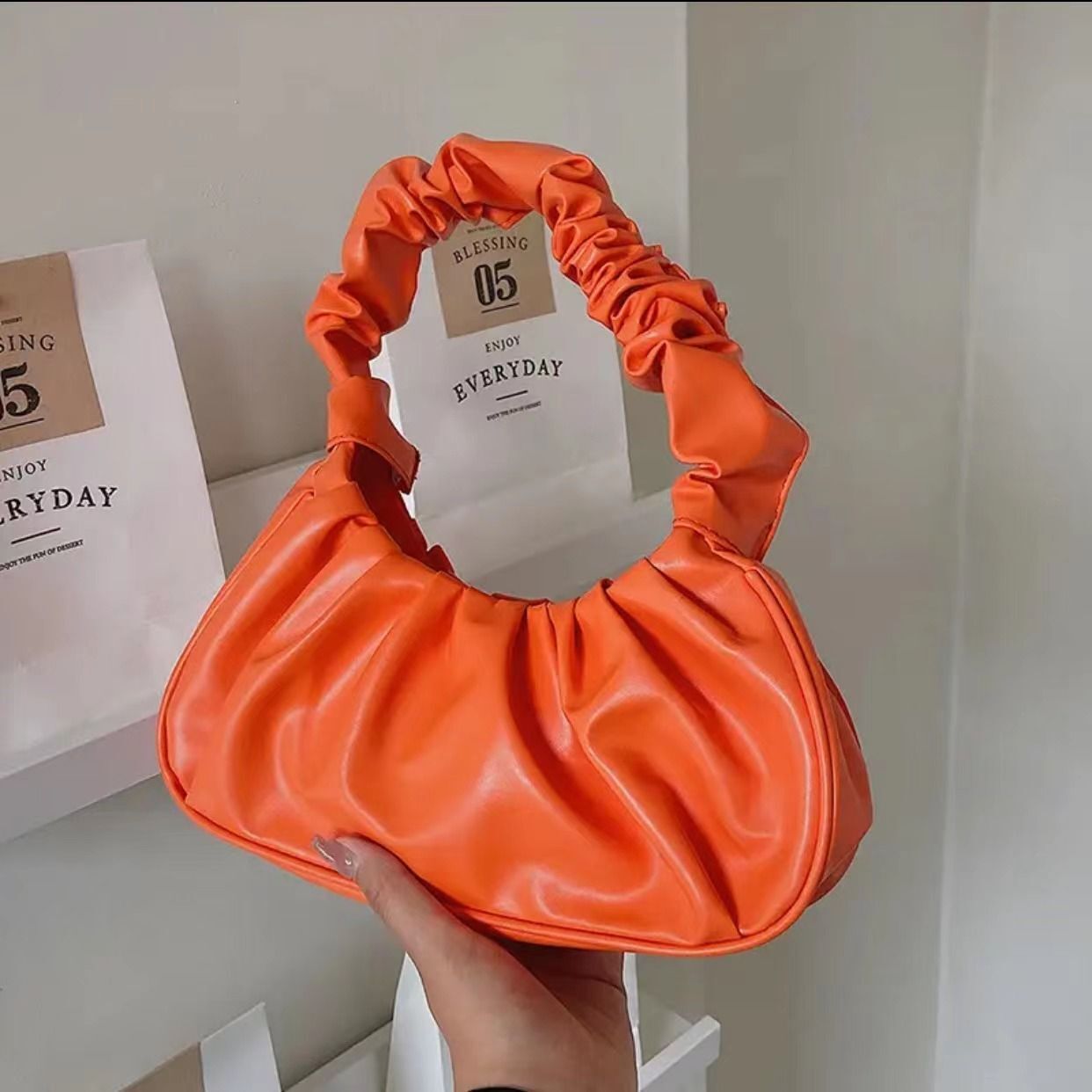 Summer Pleated Purse Cloud Bags Leisure Bag Shopping Shoulder Dumpling Handbag