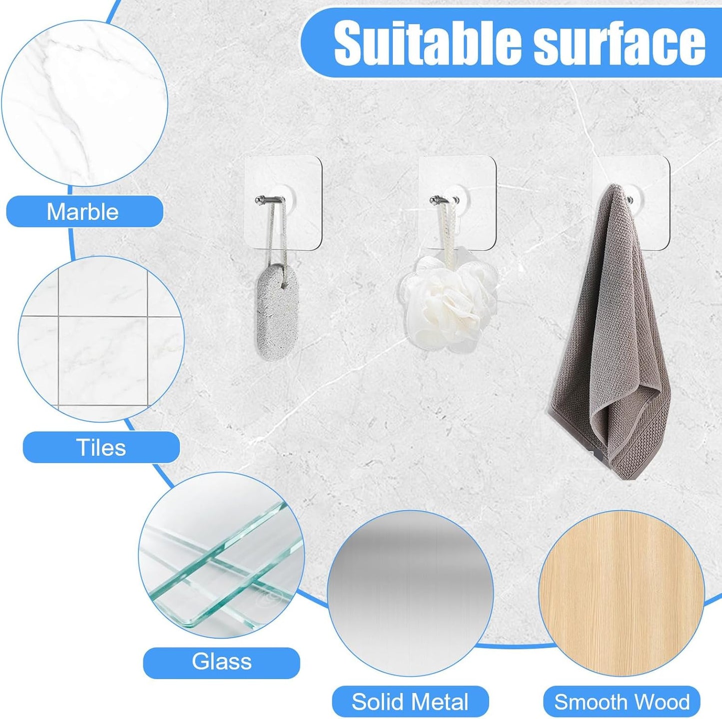 20Pack Self-Adhesive Wall Hooks – Seamless Punch-Free Nail Screw Stickers