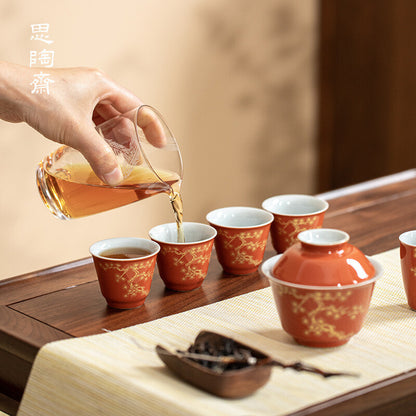 Pine Needle Guest Cup Retro Ceramic Tea Cup Master's Cup Kung Fu Tea Set Tea Cup