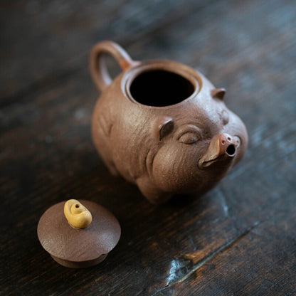 Full Handmade Tea Pot Pig Design Artware Real Yixing Zisha Master Pot 7 Holes