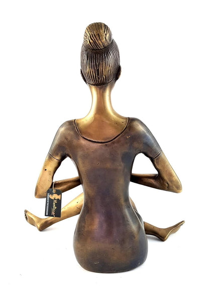 Brass Namaste Yoga Instructions Sitting Lady Sculpture Figurine Idol Home Decor